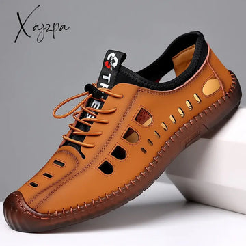 Xajzpa - Summer Men’s Casual Sandals Fashion Hollow Out Breathable Shoes Flat Business Soft